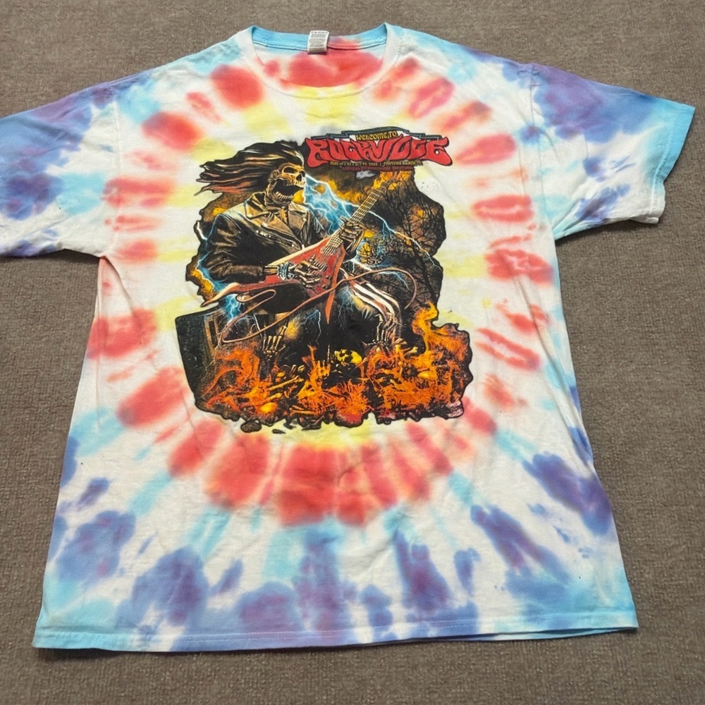 Welcome to Rockville 2022 Tie Dye Band Tee Kiss Korn Shinedown NIN Size L 0680